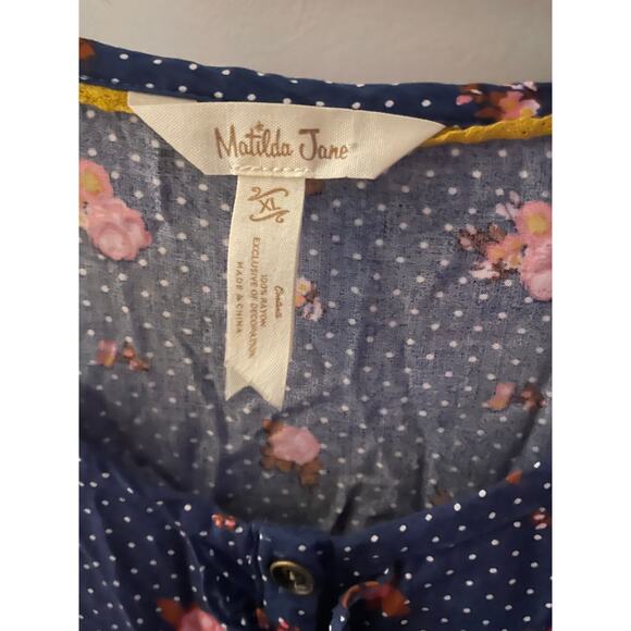 Matilda Jane size XL Floral Polka Dot Ruffle Trim Long Sleeve Peplum Blouse - Picture 9 of 11